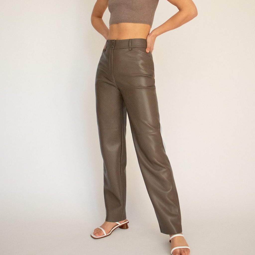 Nwt Aritzia Wilfred Funk Pant Leather Shiitake